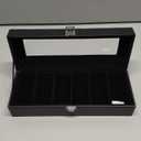 Uten Watch Box, 6 Slots Watch Case, Watch Organizer Jewelry Storage with Large Glass Lid, Black Lining, Watch Display Box for Men & Women Gift