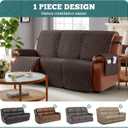 Ruaozz Waterproof Recliner Sofa Covers, Couch Covers for Reclining Couches 1-Piece Reclining Couch Cover Washable Furniture Protector with Elastic Straps Pocket for Kids Pets (Chocolate, 3 Seater)