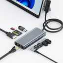 10 in 1 Microsoft Surface Docking Station-Surface Dock with HDMI Ethernet SD/TF Slot 3*USB 3.0+2*USB C 3.0+1*USB C PD,Docking Station for Surface Pro 11/10/9/8/X/7/6/5, Surface Laptop, Surface Book