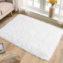 Fluffy Area Rug 48x70 In White