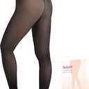 Black Fleece Lined Tights Women,Fake Translucent Warm Stirrup Leggings Fleece Lined Thermal Tights for Women in Winter.(Black-XL-M)