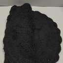 DII Crochet Collection Reversible Bath Mat, Small Oval, 17x24, Black