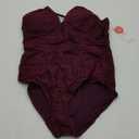 Charmo Crochet One Piece Swimsuits for Women V Neck Strappy Bathing Suit Hollow Out Monokini Swimwear (X-Large, 3c#wine Red)