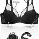 Avidlove Bras for Women Lace Minimizer Bra Full Coverage Mesh Underwire Bra with Centering Cups Sexy Unlined Brasieres (Black)