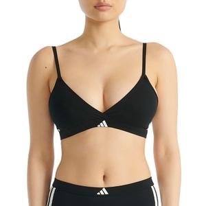 adidas Women's 3 Stripes Active Essentials Cotton Triangle Wrap Bralette (Medium, Black)
