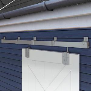 Exterior Barn Door Hardware, BARNSMITH 5FT Sliding Barn Doors Hardware Kit Heavy Duty Track for Indoor and Exterior DoorsWall Mount Kit, Silver(NO Door, Hardware Only)