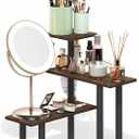 Furinno Turn-N-Tube Corner Shelf, 3-Tier Countertop Corner Organizer, Toolless Pantry Organizers and Accessories, Adjustable Table Top Shelf, for Vanity, Small Spaces, Kitchen, Bathroom, Amber Pine