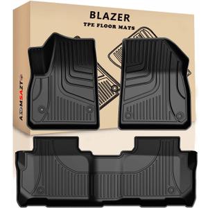 AOMSAZTO Floor Mats for 2019-2025 Chevy Blazer (Gas Only), Automotive Floor Mats Compatible with Chevrolet 2025 Blazer, 1st & 2nd Row All Weather Protection, Black