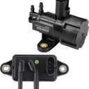 EGR Pressure Feedback Sensor DPFE15 + EGR vacuum solenoid valve vs63 Replacement for Ford F-150 E-150,E-250,Explorer,Ranger,Escape,Mustang,Lincoln Town Car,Mercury Cougar,F77Z9J460AB, F77Z9J460AB
