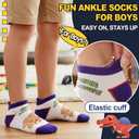 Welwoos Kids Boys Ankle Socks No Show Low Cut Funny Cute Cartoon Novelty Cotton Socks 6 Pairs