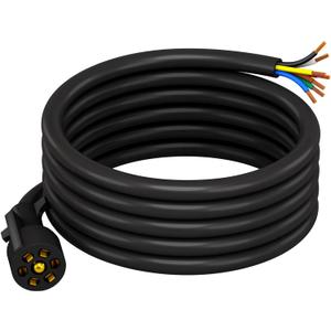 CheeMuii 7 Way Trailer Cord Heavy Duty 8 FT Trailer Wiring Harness Kit 7 Pin Trailer Plug Inline Wire Harness Cable for Trailers RVs Campers