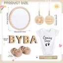 Canlierr 8 Pcs Pregnancy Announcement Set Pregnancy Reveal Ideas Include Felt Letter Round Board Kit Baby Bodysuit Booties Wood Blocks Wooden Signs for Coming Soon Baby Announcement(White)