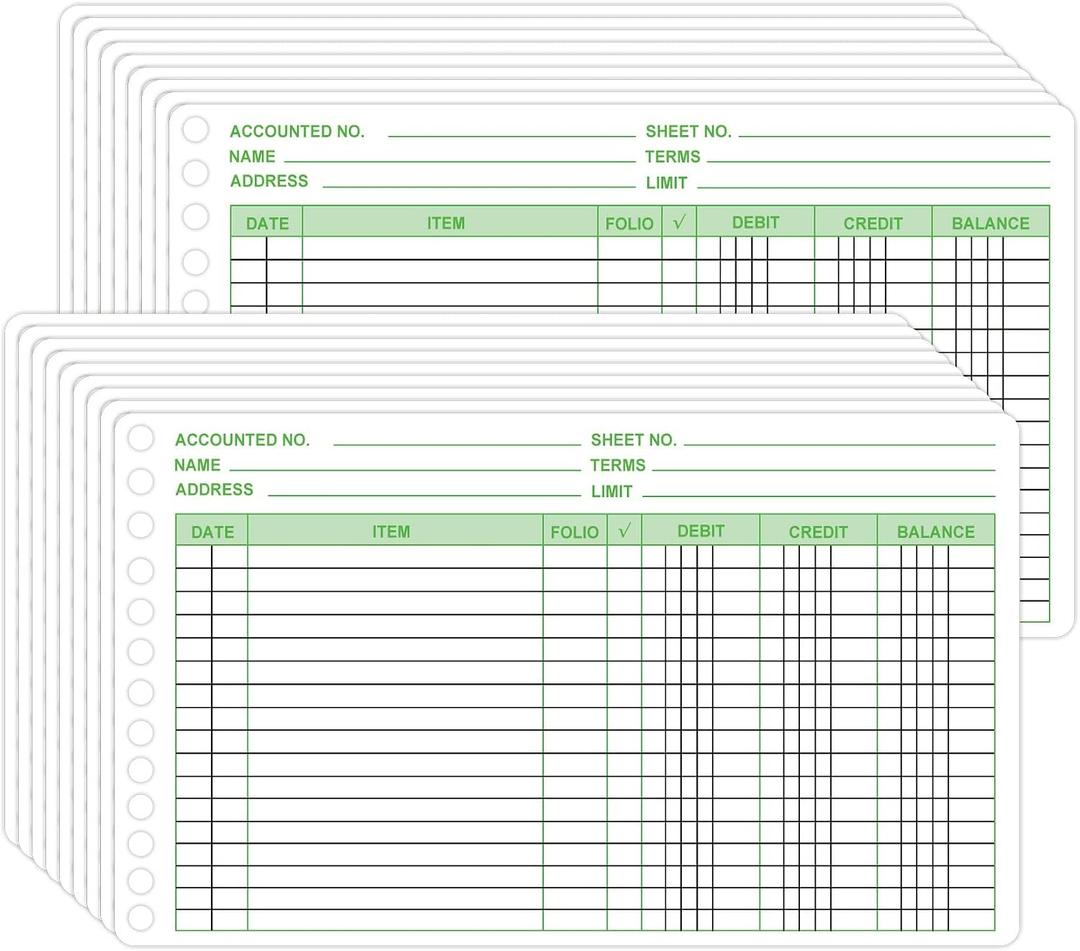 50 Pack Ledger Sheets Ledger Paper for Bookkeeping Columnar Pad 5.5 x 8.5 Inch Ledger Books for Business Accounts Payable with Debit Credit Balance Columns