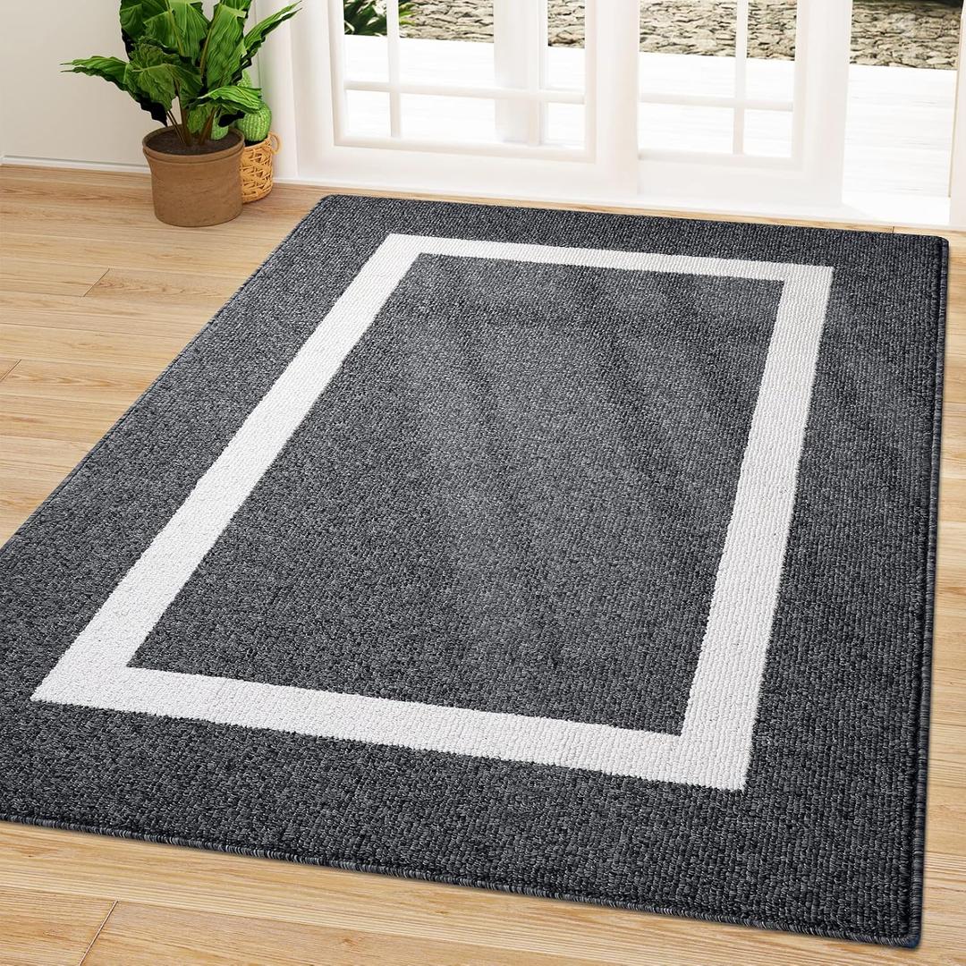 OLANLY Indoor Door Mat, 59x35, Non-Slip Absorbent Resist Dirt Entrance Mat, Washable Low-Profile Inside Entry Doormats for Entryway, Black