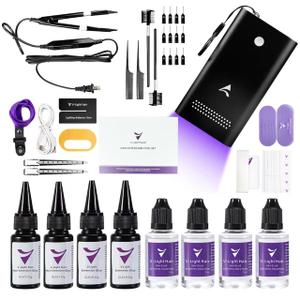 V Light Hair Extensions Kit with 1 Pack UV Lamp 1 Pack Remover Machine 4 Pack Glue 4 Pack Remover Solution