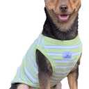 YQYS Dog Shirts Multi-Color Striped Cotton Vest for Small Dogs and Cats Puppy Clothes Teacup Dog Clothing Tank Top for Chihuahua Miniature Pinscher Green Large