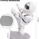 White Book Ends for Kids, Upgraded Astronaut Bookends Resin Spaceman Book Holders for Shelves Sturdy Book Stopper Book Ends to Hold Books Unique Outer Space Book Shelf Ends(F2-Silver Color)