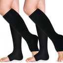 Open Toe Compression Socks 15-20 mmHg for Women and Men Knee High Toeless Circulation Compression Stockings (Small-Medium, Black)