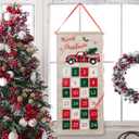 GMOEGEFT Burlap Advent Calendar 2025 Countdown to Christmas with Truck Applique Hanging Xmas Home Wall Fabric Decoration