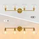 VONLUCE Bathroom Light Fixtures, 4-Light Vanity Light with Globe Glass Shades E26 Sockets, Bathroom Lights Over Mirror for Bedroom Hallway Living Room, Gold Finish