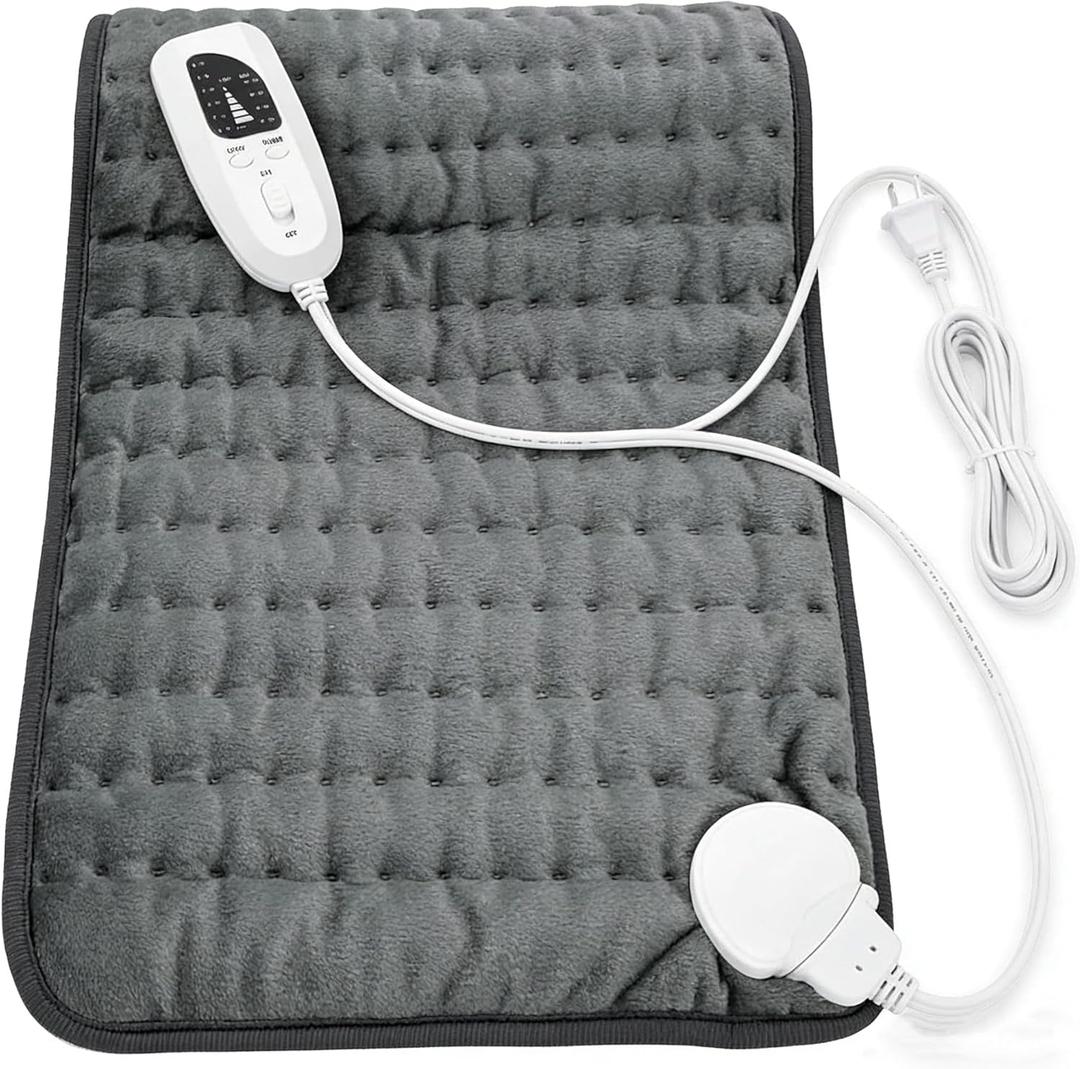 Electric Heating pad with 6 Heat Settings, Auto Shut Off, Dry Electric Heating for Back Neck Knee Arms Legs Shoulder Heat Pads for Christmas Birthday Father's Day Mother's Day (24"X12", Dark Gray)