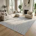 Garvee Modern Geometric Area Rugs 9x12 Washable Rugs for Living Room Bedroom, Low Pile Ultra Soft Accent Carpet, Non Slip & Non Shedding Floor Mats for Under Dining Table Home Office Decor, Light Grey