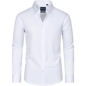 Alimens & Gentle Stain Sheild Dress Shirts for Men Slim Fit Mens Dress Shirts Long Sleeve Button Down Shirt Men Shirts, White, Size XL