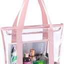 clear tote bag,Purse handle with zipper for work plastic transparent see through women (Pack of 1, Pink)