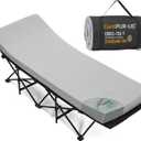 CYMULA Camping Cot Mattress 2in Memory Foam Sleeping Pad,Soft Warm Non-Slip Camping Mattress Topper with Retaining for Adults,Portable Roll up Pad for Travelonly Mattress (Grey)