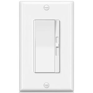 BESTTEN Super Slim Dimmer Light Switch for 300W Dimmable LED/CFL Lights and 600W Incandescent/Halogen, Single Pole/3-Way LED Slide Dimmer, Wall Plate Included, ETL Listed, White