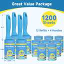 Swihauk 1200 Sheets Extra Sticky Lint Rollers for Pet Hair, Easy Spiral Tear Lint Roller for Clothes with Ergonomic Handle, Multipurpose Lint Remover for Furniture, Carpet, Car Seat