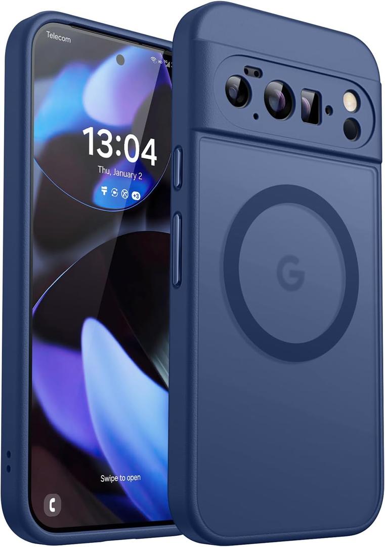 CANSHN Magnetic for Google Pixel 10 Pro XL Case(6.8 Inch), Upgraded [Full Camera Protection] [Compatible with Magsafe] [Translucent Matte] Shockproof Protective Phone Cover, Deep Blue