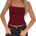 Darong Women's Basic Spaghetti Strap Crop Top Camisole Y2k Sleeveless Tube Sexy Cami Shirts Tank Tops 9202 Wine Red, XS