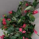 Nearly Natural Artificial Bougainvillea Hanging Flower Basket Faux Plant for Indoor Decoration with Brown Wicker Hanging Basket, 32"D x 32"W x 24"H
