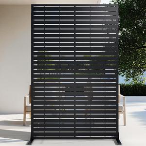 72" H Metal Outdoor Privacy Screen  Freestanding Rustproof Louvered Fence Panel for Patio, Garden, Balcony, AC Unit Cover, Trash Can, Modern Decorative Divider