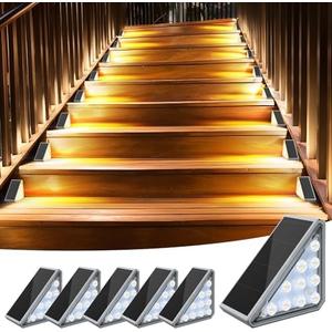 AUDLES Solar Stair Lights Outdoor Step Lights with Waterproof IP67 LED Solar Light for Outside Light Decor for Stair, Deck, Front Step, Front Porch, Patio, Garden and Backyard