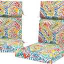 Set of 2 Outdoor High Back Chair Cushions 44"x22" with Elastic Sponge, Water Repellent Patio Dining Seat Cushion, All Weather Rocking Chair Cushion for Home Patio Furniture - Paisley Multi