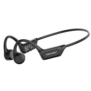 TECKNET Bone Conduction Headphones, Bluetooth V6.0 Open Ear Headphones, Wireless Headphones 10H Playtime & IPX5 Waterproof, Comfortable Fit Built-in Mic, Sport Headphone for Running & Workout -Black