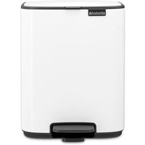 Brabantia Bo Step On Trash Can 1.8 Gallon (7L)(White), Space-Efficient and Soft Closing Garbage Can with Light Pedal Operation, Removable Inner Bucket with Free PerfectFit Garbage Bags Included
