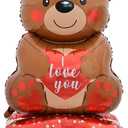 2 x Valentines Day Bear Standing Balloons, 1Pcs Giant 58Inch Bear Aluminum Foil Mylar Balloons for Valentine's Day Birthday Wedding Party Decorations