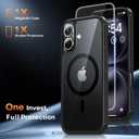 TAURI for iPhone 16 Case, Compatible with MagSafe [Anti-Yellowing] with Screen Protectors, Military-Grade Protection, Shockproof Slim Magnetic Phone Case for iPhone 16 6.1", Black