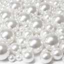 300Pcs Vase Filler White No Hole Faux Pearl Beads for Vase Filling Decorations, Candle Centerpieces, Wedding Centerpieces, Home Party Decor (8/14/20mm)