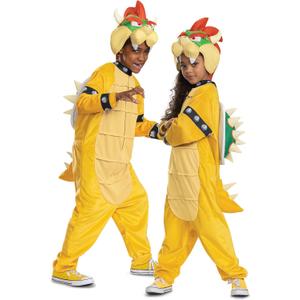 Disguise Bowser Costume Hooded Jumpsuit, Official Super Mario Character Costume for Kids ((14-16))