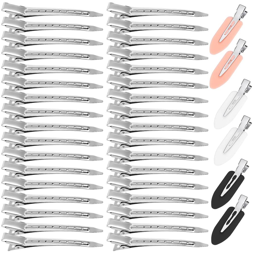 40 Pcs Hair Clips Women Styling, Alligator Metal Hair Clips, Hair Pin Curl Rollers Clips, 34 Pcs 3.5"Duckbill Sectioning Hair Clips and 6 Pcs 2.3"No Crease Clips