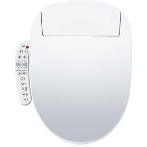 ZMJH A201 Elongated Smart Toilet Seat, Unlimited Warm Water, Vortex Wash, Electronic Heated,Warm Air Dryer,Bidet Seat,Rear and Front Wash, LED Light, Need Electrical, White (Elongated)