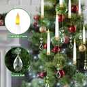 Tuanse 12 Sets Flameless Christmas Tree Candles LED Taper Candles with Crystal Ball Hook for Christmas Tree Ornament, Flickering Battery Operated Light Candlestick Xmas Wedding, No Battery (Crystal)