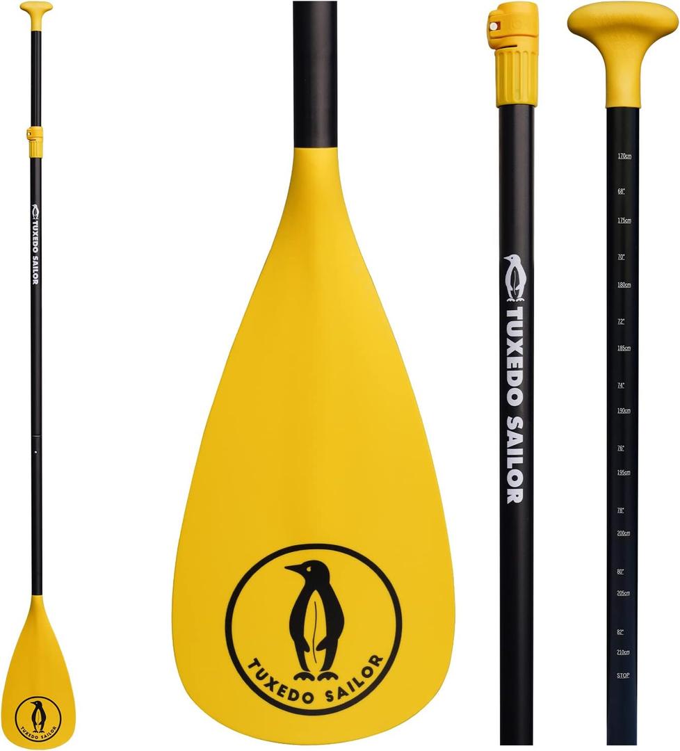 Tuxedo Sailor SUP Paddle - 3 Piece Adjustable Stand Up Paddle Board Paddle - Lightweight & Floating Paddle Board Oar - Durable and Packable, Reinforced Nylon Blades - Efficient Stroke, medium size