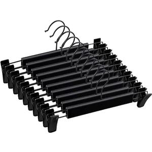 Lamitocs Skirt Hangers，Pants Hangers with Clips，360 ° Swivel Hooks Space Saving Hangers for Pants, Skirts, Clothes, Jeans (10Pack, Black)
