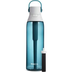 Brita Hard-Sided Plastic Premium Filtering Water Bottle, BPA-Free, Reusable, Replaces 300 Plastic Water Bottles, Filter Lasts 2 Months or 40 Gallons, Includes 1 Filter, Sea Glass - 26 oz.