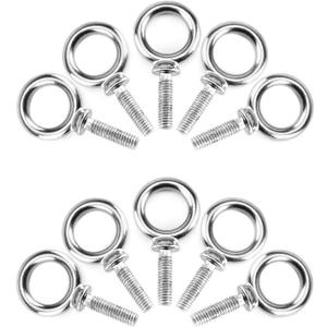 QWORK Eye Bolt, 10 Pack 3/8" x 1-1/4" UNC Marine Grade Stainless Steel Lifting Ring Threaded Eyebolts